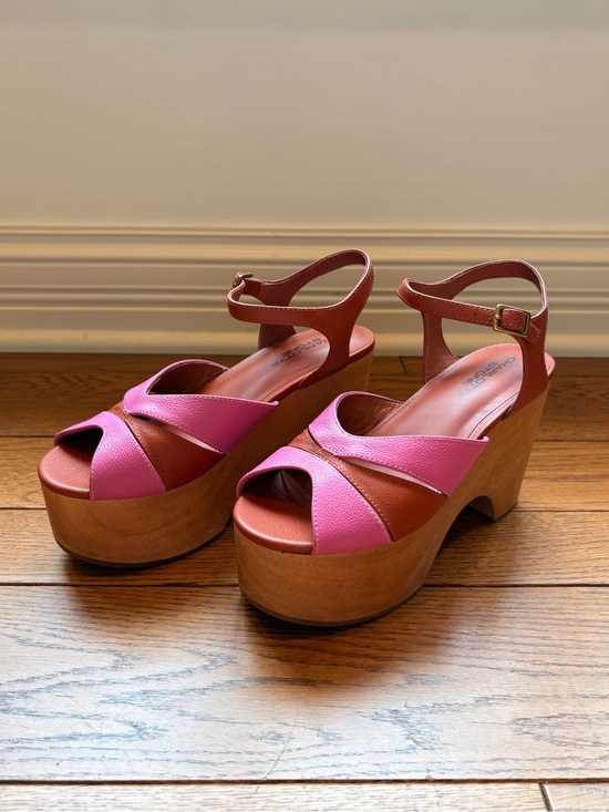 Charlotte Stone Shoes - Charlotte Stone “Angie” Platform Wooden Sandals in Sienna Carnation - Women